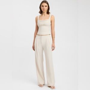 Kookai Women’s Dallas Pleated Pant Ivory Almond Milk NWT